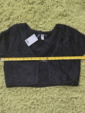 Dynamite Black Fuzzy Cropped Sweater